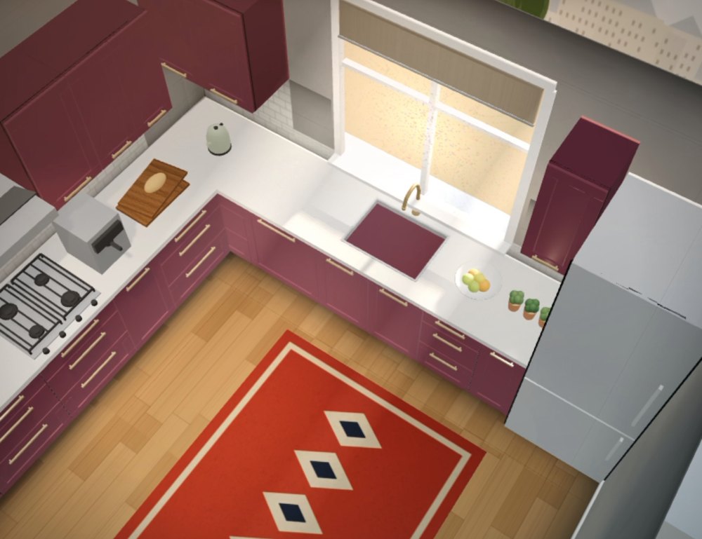 A kitchen designed in the Embedded 3D planner, seen from above